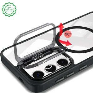 قاب اورجینال Samsung Galaxy S25 FE مگ سیف دار مدل Metal Stand + محافظ لنز رینگی ست