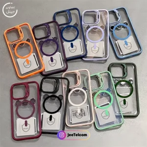 قاب اورجینال Samsung Galaxy S25 FE مگ سیف دار مدل Metal Stand + محافظ لنز رینگی ست