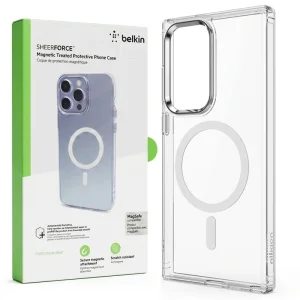 کاور شفاف مگ سیف مدل Belkin Clear Metal مناسب برای Samsung Galaxy S23 Ultra