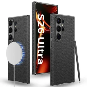 کاور طرح پارچه مگ سیف دار مدل GKK Curved Leather مناسب برای Samsung Galaxy S26 Ultra