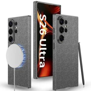 کاور طرح پارچه مگ سیف دار مدل GKK Curved Leather مناسب برای Samsung Galaxy S26 Ultra