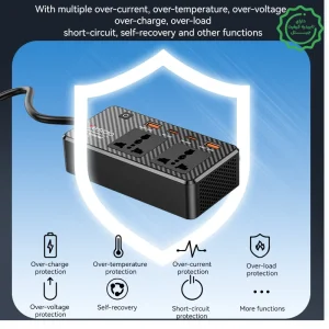 مبدل برق و اینورتر خودرو فندکی مدل چند پورت 200W Max از برند YESIDO VC07 (100% اورجینال)