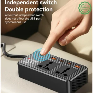 مبدل برق و اینورتر خودرو فندکی مدل چند پورت 200W Max از برند YESIDO VC07 (100% اورجینال)