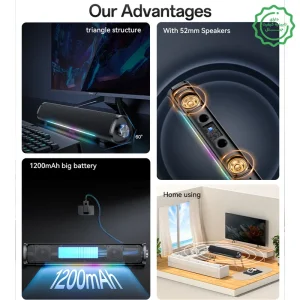 اسپیکر بلوتوثی ساندبار مدل RGB 10W Hifi Sound از برند یسیدو Yesido YSW27 (100% اورجینال)