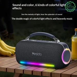اسپیکر بلوتوثی بوم باکس مدل ضدآب 60W RGB IPX5 از برند یسیدو Yesido YSW43 (100% اورجینال)