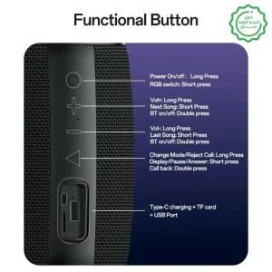 اسپیکر بلوتوثی بوم باکس مدل 20W TWS RGB از برند یسیدو Yesido YSW39 (100% اورجینال)
