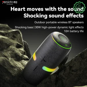 اسپیکر بلوتوثی بوم باکس 30W مدل ضدآب IPX6 TWS RGB از برند یسیدو Yesido YSW22 (100% اورجینال)