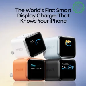 آداپتور فست شارژ 45 وات با نمایشگر هوشمند از برند انکر مدل ANKER Nano Charger 45W A121D (100% اورجینال-نسخه چین)
