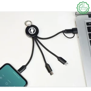 کابل شارژ مسافرتی کوتاه 2 به 3 با روکش کنفی مدل Metal Lock