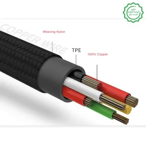 کابل شارژ مسافرتی کوتاه 2 به 3 با روکش کنفی مدل Metal Lock