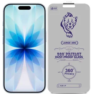 گلس پرایوسی 360 درجه مناسب برای iPhone 17 / 16 Pro به همراه توری اسپیکر (بدون حاشیه مشکی)