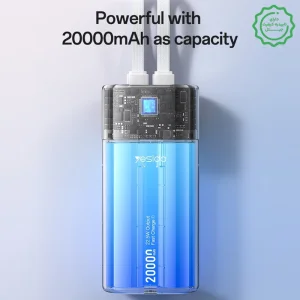 پاوربانک به همراه کابل همراه مدل 22.5W 20.000Mah از برند YESIDO YP86 (100% اورجینال)