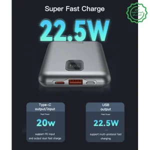پاوربانک 20.000Mah با تاییدیه AFC Protocol مدل 3 پورت و توان 22.5W از برند YESIDO YP47 (100% اورجینال)