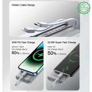 پاوربانک 10.000Mah به همراه کابل شارژ مدل نمایشگردار توان 22.5W از برند YESIDO YP48 (100% اورجینال)