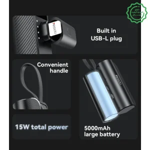 پاوربانک 5.000Mah سوکت پرتابل به همراه کابل و توان 12W از برند YESIDO YP68 (100% اورجینال)