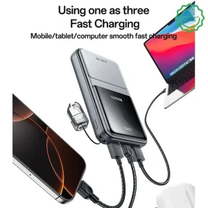 پاوربانک 10.000Mah سه پورت به همراه کابل با توان 22.5W از برند YESIDO YP95 (100% اورجینال)