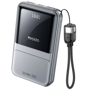 پاوربانک 10.000Mah سه پورت به همراه کابل با توان 22.5W از برند YESIDO YP95 (100% اورجینال)