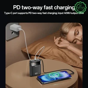 پاوربانک فست شارژ 20.000Mah به همراه کابل با توان 65W از برند YESIDO YP97 (100% اورجینال)