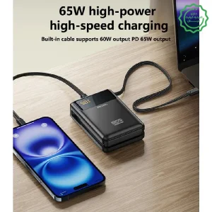 پاوربانک فست شارژ 20.000Mah به همراه کابل با توان 65W از برند YESIDO YP97 (100% اورجینال)