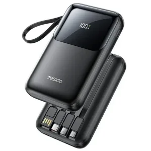 پاوربانک فست شارژ 10.000Mah به همراه 4 کابل سرخود با توان 22.5W از برند YESIDO YP71 (100% اورجینال)
