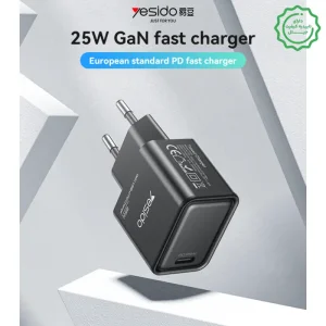 آداپتور شارژر 25 وات Gan مدل PPS Control تک پورت از برند YESIDO YC62 (100% اورجینال)