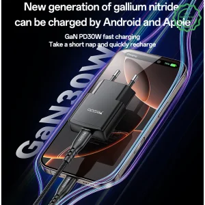 آداپتور شارژر 30 وات Gan مدل PPS Control تک پورت از برند YESIDO YC74 (100% اورجینال)