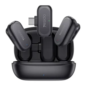 میکروفن یقه ای بیسیم مدل دو عددی تایپ سی Smart Noise Cancellation از برند YESIDO KR22 (100% اورجینال)