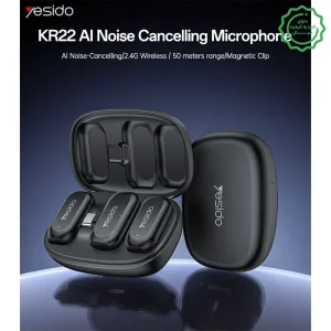 میکروفن یقه ای بیسیم مدل دو عددی تایپ سی Smart Noise Cancellation از برند YESIDO KR22 (100% اورجینال)