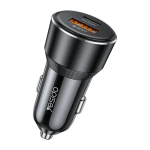 شارژر فندکی سوپر فست شارژ ماشین 50 وات مدل 2 پورت از برند YESIDO Y64 (100% اورجینال)