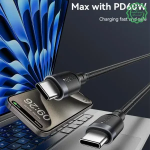 کابل فست شارژ Dual Type-C مدل 1.2 متری 60 وات از برند YESIDO CA190 (100% اورجینال)
