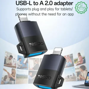 مبدل لایتنینگ آیفون به یو اس بی مدل USB2.0 480mbps از برند YESIDO GS32 (100% اورجینال)