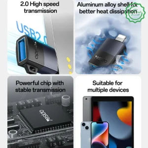 مبدل لایتنینگ آیفون به یو اس بی مدل USB2.0 480mbps از برند YESIDO GS32 (100% اورجینال)