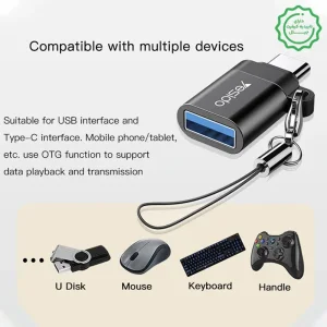 مبدل تایپ سی به یو اس بی بنددار مدل USB3.0 Super Fast از برند YESIDO GS06 (100% اورجینال)