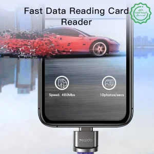 تبدیل و رم ریدر TF Card به Lightning 8 Pin مدل Mini Easy To Carry از برند YESIDO GS18 (100% اورجینال)