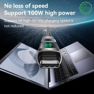 نشانگر دیجیتال سرعت شارژ دو سر تایپ سی مدل 100 وات ساپورت از برند YESIDO GS24 (100% اورجینال)