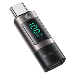 نشانگر دیجیتال سرعت شارژ دو سر تایپ سی مدل 100 وات ساپورت از برند YESIDO GS24 (100% اورجینال)
