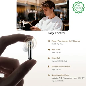 ایربادز وایرلس مدل ANC+AI Powered 6-Mic Call Clarity مدل QCY T13 Plus (100% اورجینال+گارانتی شرکتی)