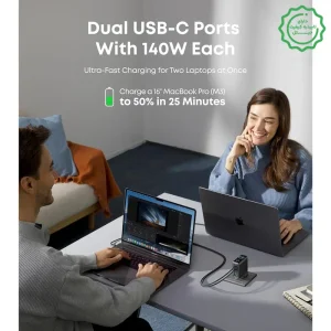 آداپتور فست شارژ 140 وات به همراه کابل 1.5 متری با نمایشگر هوشمند از برند انکر مدل ANKER Charger 140W B2697 (100% اورجینال+ گارانتی شرکتی