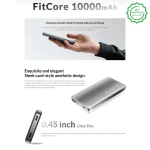 پاوربانک مگ سیف آلومینیومی 20 وات مدل 10 هزار میلی آمپر Ultra Slim از برند Glorimi 10k FitCore (100% اورجینال)