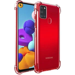 گارد شفاف ایربگ دار برای گوشی Samsung Galaxy A21s مدل ژله ای محافظ لنزدار