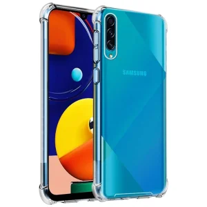 گارد شفاف ایربگ دار برای گوشی Samsung Galaxy A30S / A50 مدل ژله ای محافظ لنزدار