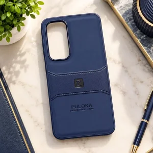 کاور چرمی مدل Puloka Next مناسب برای گوشی Samsung Galaxy S24 FE (سورمه‌ای)