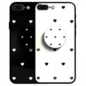 قاب IPHONE 7 PLUS / 8 PLUS پشت گلس طرح دار به همراه پاپ سوکت مدل لاولی