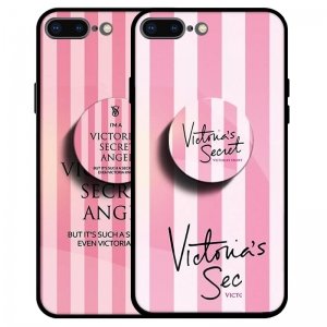 قاب IPHONE 7 PLUS / 8 PLUS پشت گلس طرح دار به همراه پاپ سوکت مدل ویکتوریا