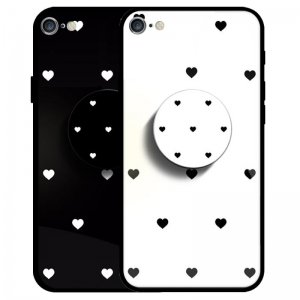 قاب IPHONE 6 / 6S پشت گلس طرح دار به همراه پاپ سوکت مدل لاولی