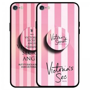 قاب IPHONE 6 / 6S پشت گلس طرح دار به همراه پاپ سوکت مدل ویکتوریا