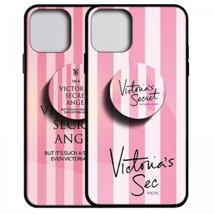 قاب IPHONE 11 PRO MAX پشت گلس طرح دار به همراه پاپ سوکت مدل ویکتوریا