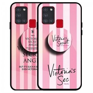 قاب Samsung Galaxy A21S پشت گلس طرح دار به همراه پاپ سوکت مدل ویکتوریا