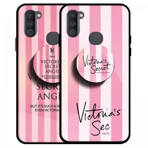 قاب Samsung Galaxy A11 پشت گلس طرح دار به همراه پاپ سوکت مدل ویکتوریا