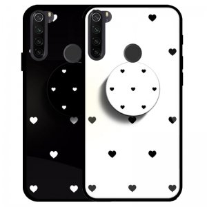 قاب Xiaomi Redmi Note 8 پشت گلس طرح دار به همراه پاپ سوکت مدل لاولی